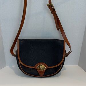 Vintage Dooney and Bourke Pebble Grain Navy All Weather Leather Crossbody Bag